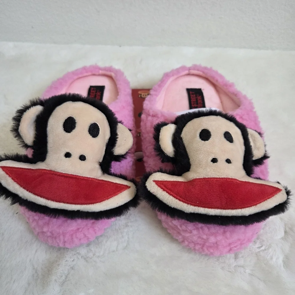 Paul Frank fluffy slippers with 3D face size small